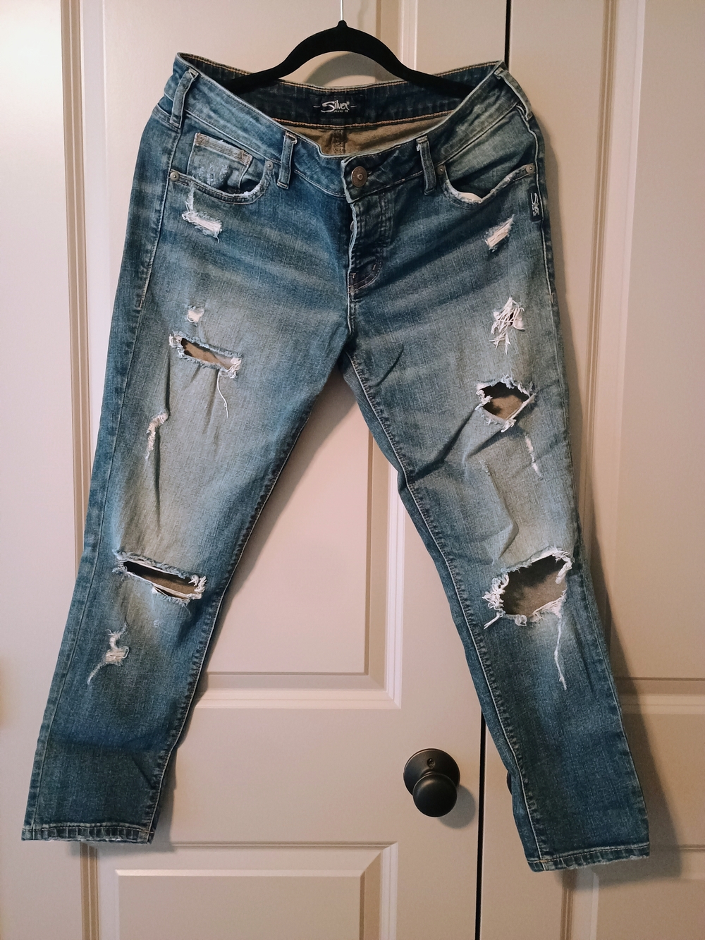 Silver Mid Rise Button Fly Jeans